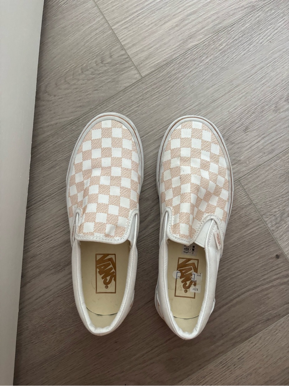 Vans Slip-On Checkerboard Platform in Cream and Tan, trying to sell ASAP!